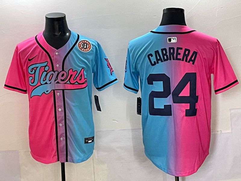 Men 2025 Detroit Tigers #24 Cabrera Blue pink Game Nike MLB Jersey style 07->detroit tigers->MLB Jersey